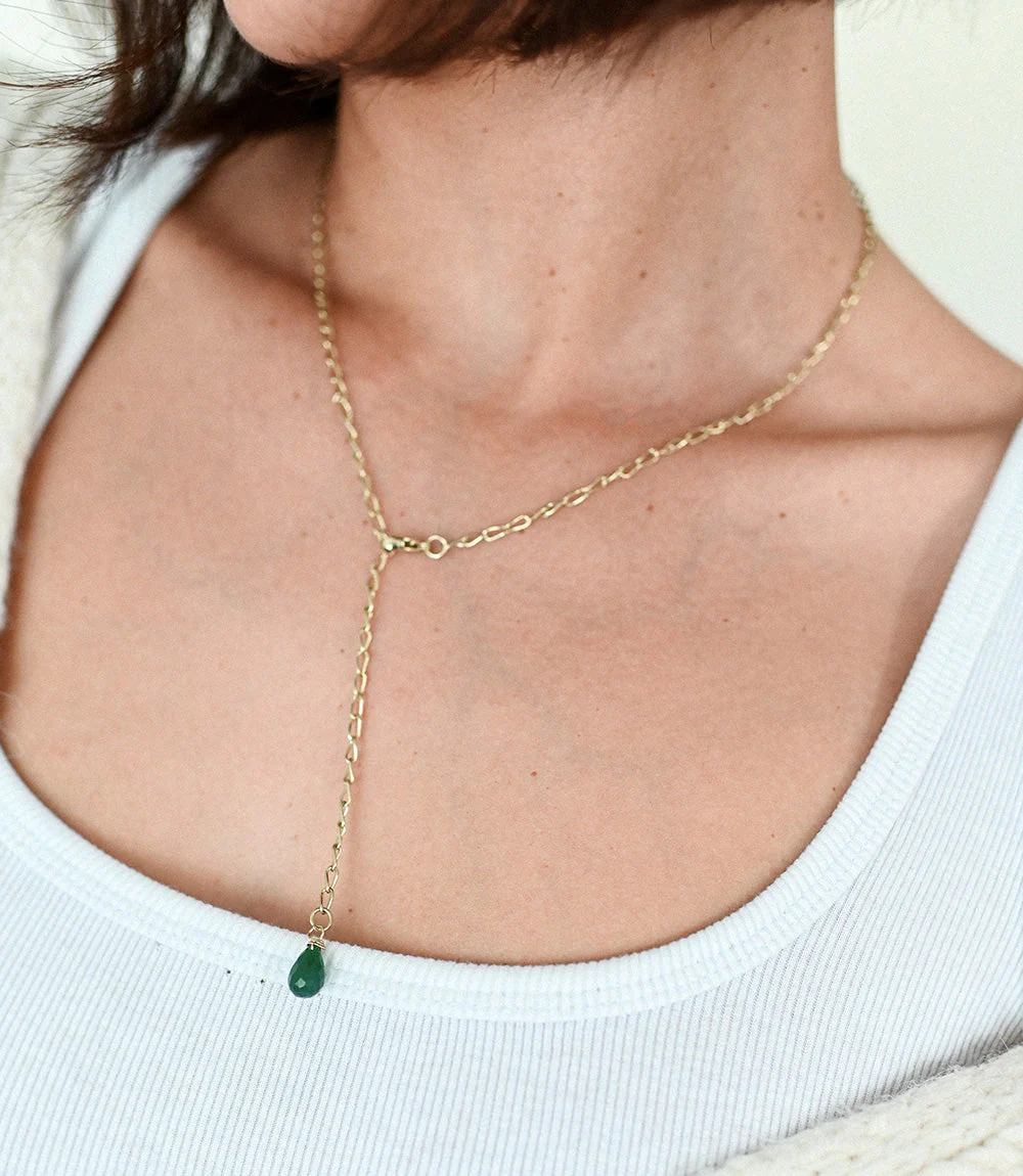 Indali Aventurine Gemstone Drop Necklace - Green, Semi Precious by Matr Boomie - Image 4