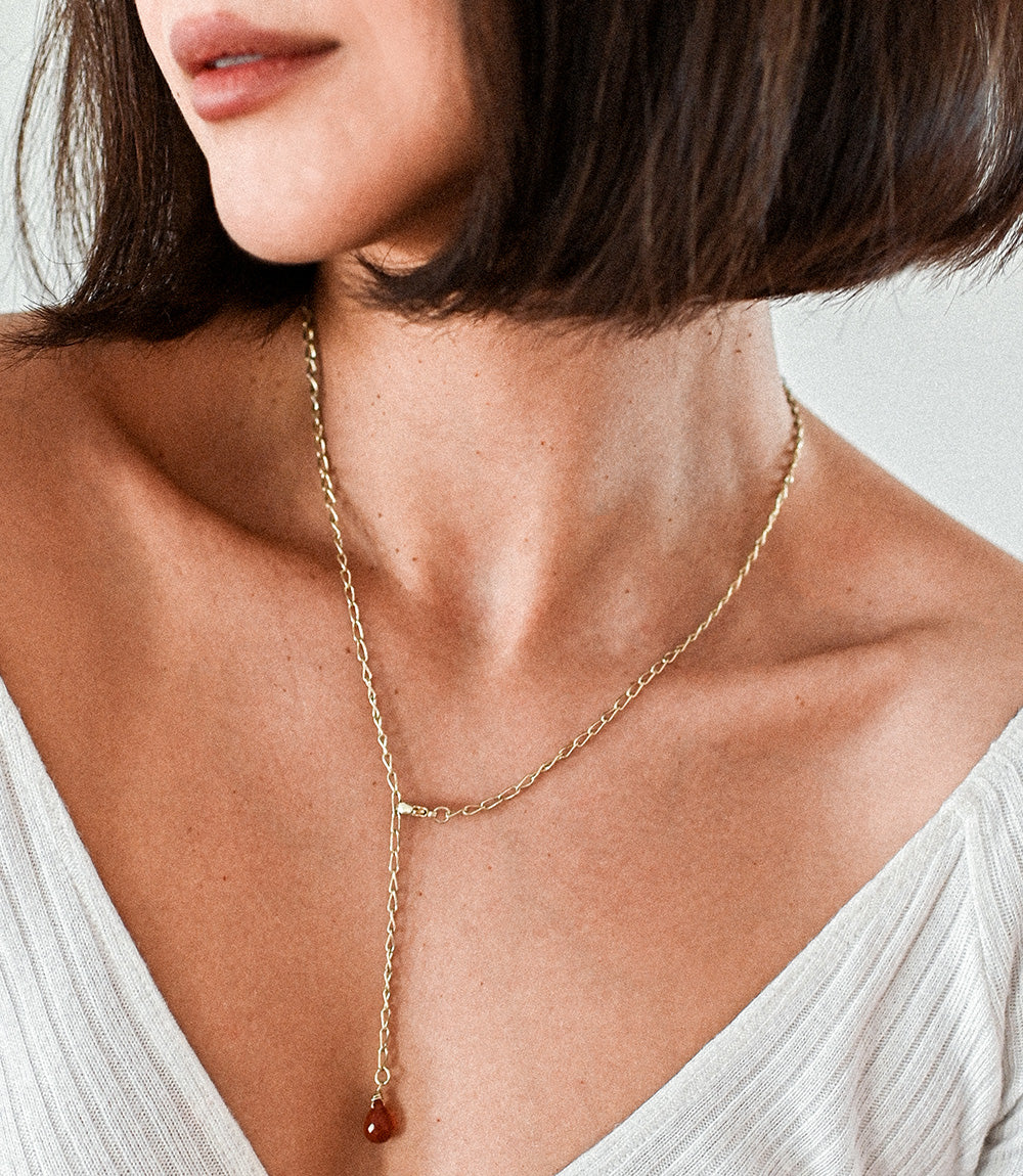 Indali Carnelian Gemstone Drop Necklace - Orange, Semi Precious by Matr Boomie - Image 4