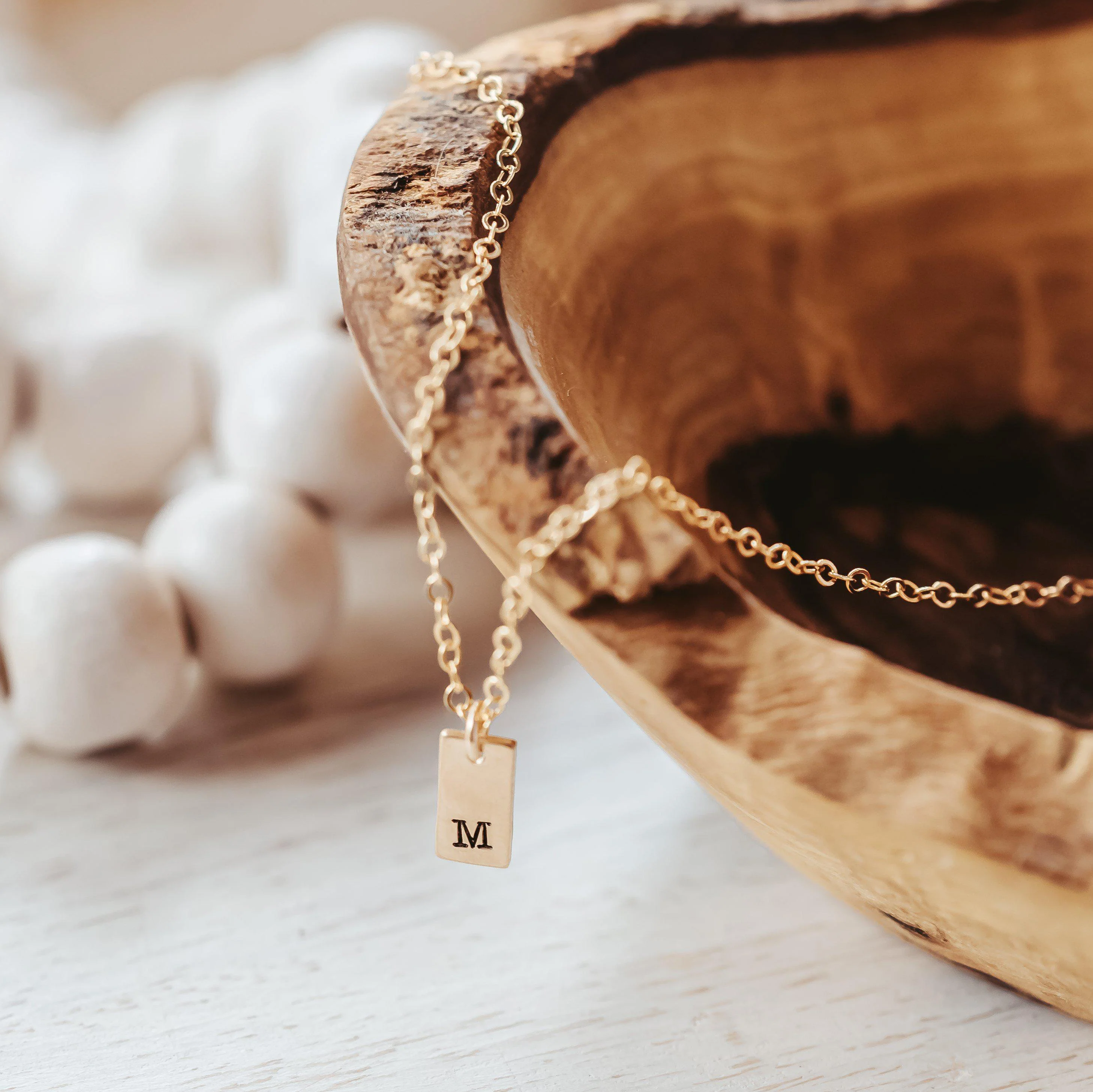 Initial Tiny Rectangle Tag Necklace by Salt and Sparkle - Image 3