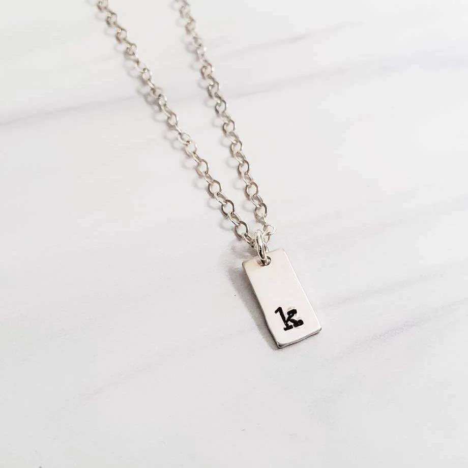 Initial Tiny Rectangle Tag Necklace by Salt and Sparkle - Image 5