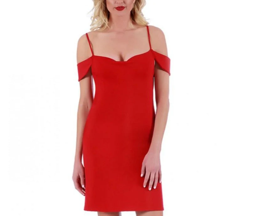 InstantFigure Short Off Shoulder Cowl Neck Dress 169460 by InstantFigure INC - Image 3