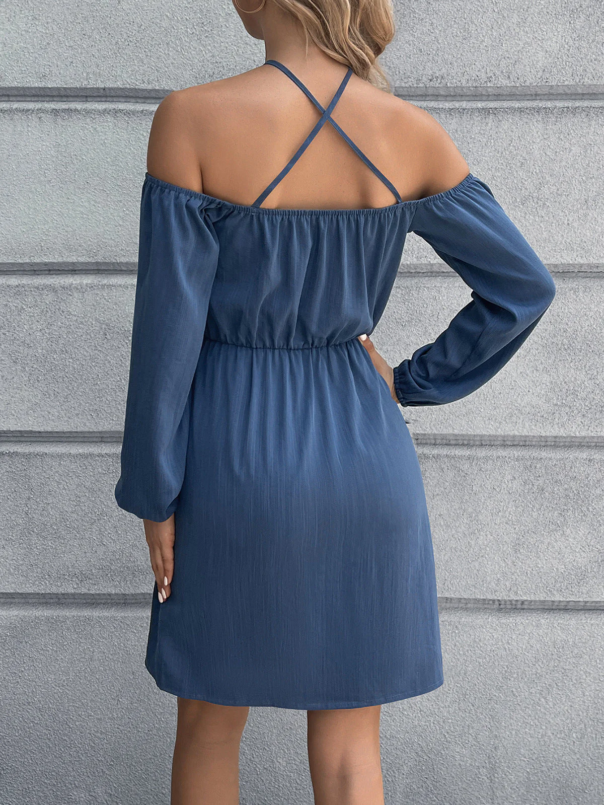 Ivy Lane Cold-Shoulder Crisscross Mini Dress - Image 3