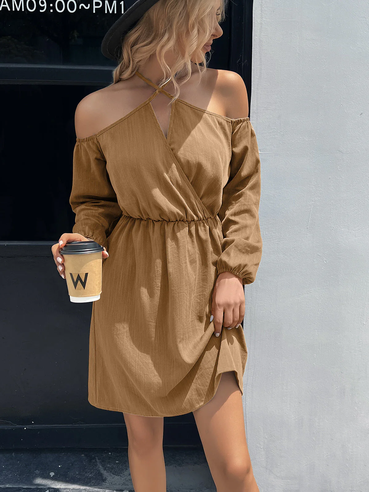 Ivy Lane Cold-Shoulder Crisscross Mini Dress - Image 5