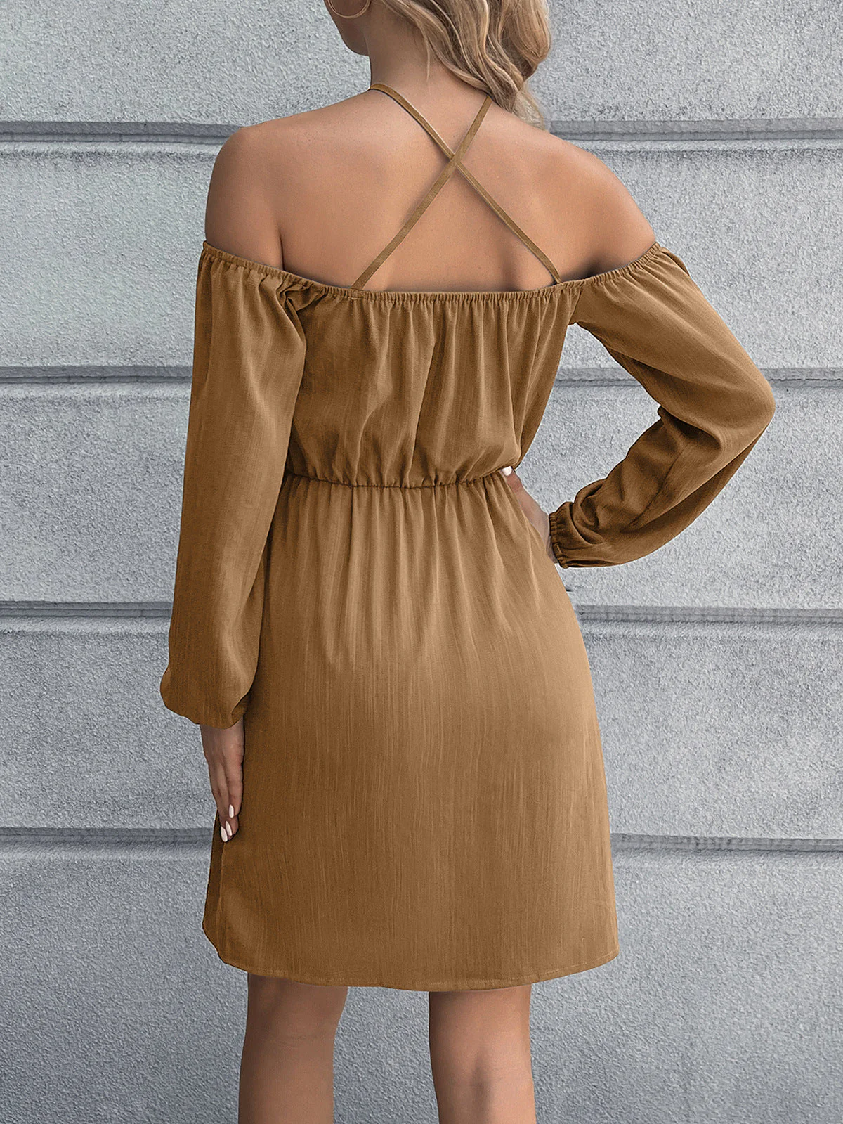 Ivy Lane Cold-Shoulder Crisscross Mini Dress - Image 6