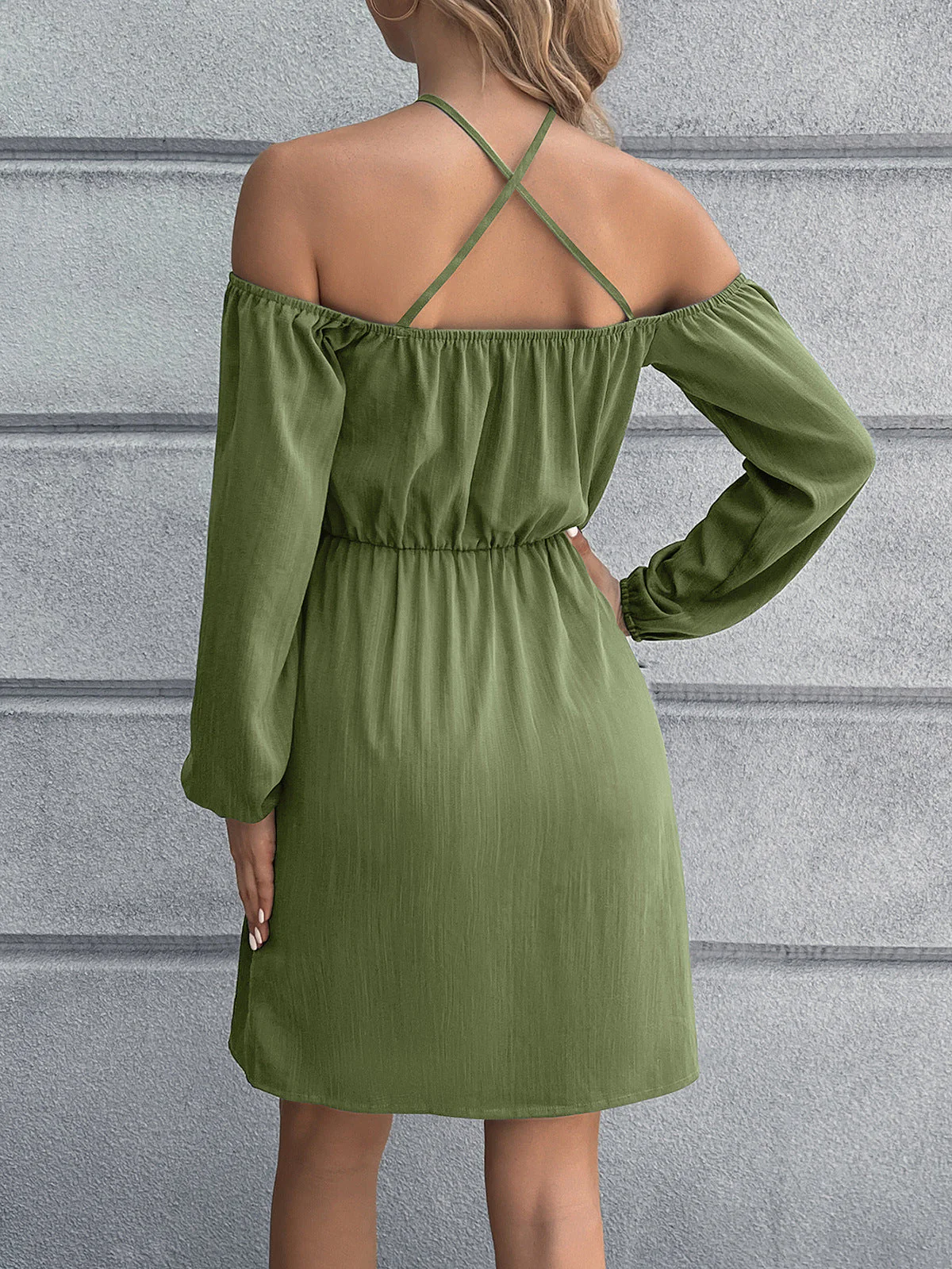 Ivy Lane Cold-Shoulder Crisscross Mini Dress - Image 9
