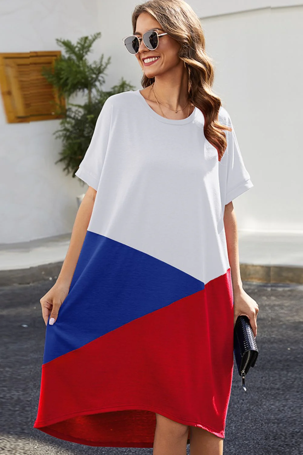 Ivy Lane Color Block Round Neck Short Sleeve Dress - Image 4