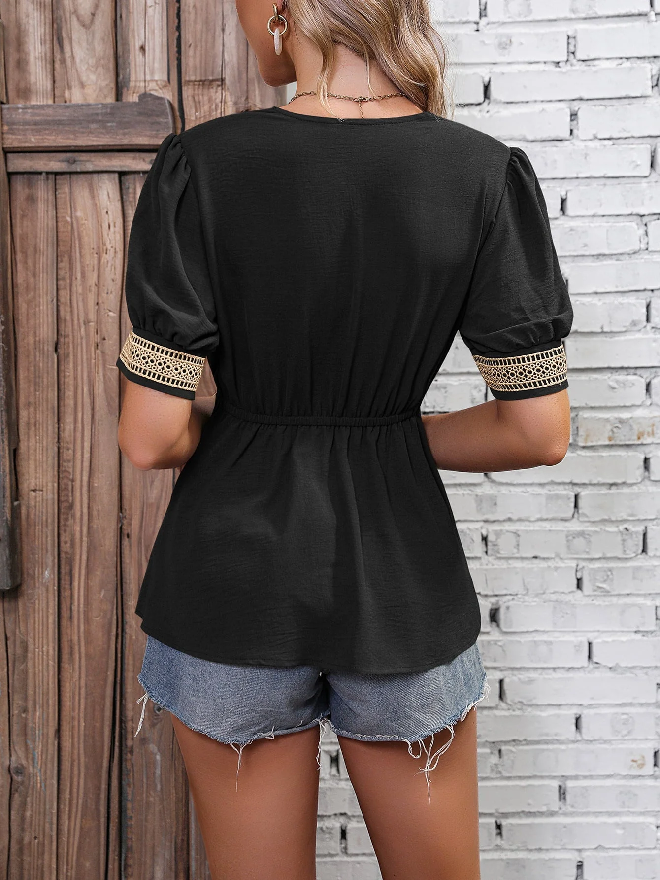 Ivy Lane Contrast V-Neck Babydoll Top - Image 12