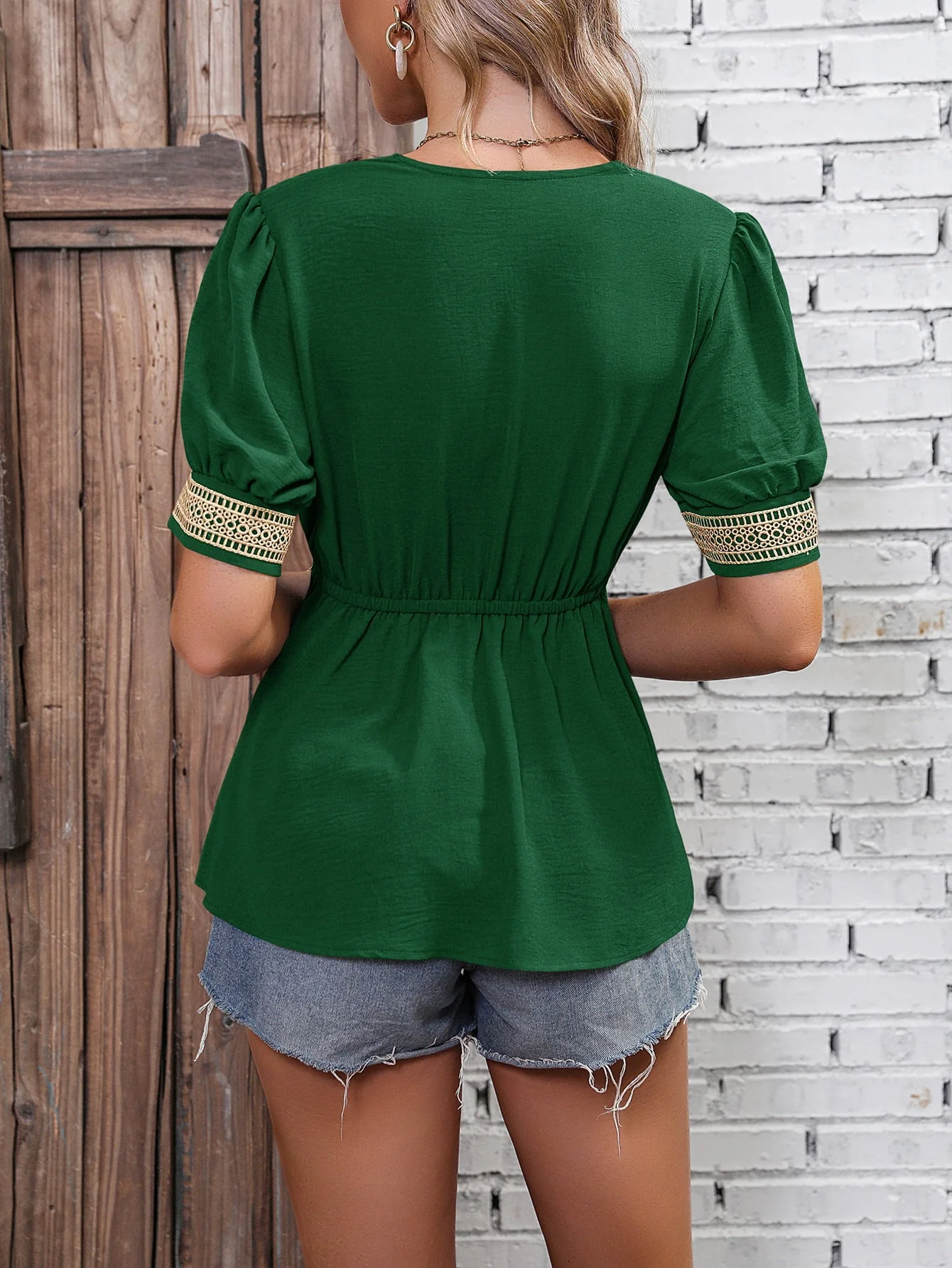 Ivy Lane Contrast V-Neck Babydoll Top - Image 15