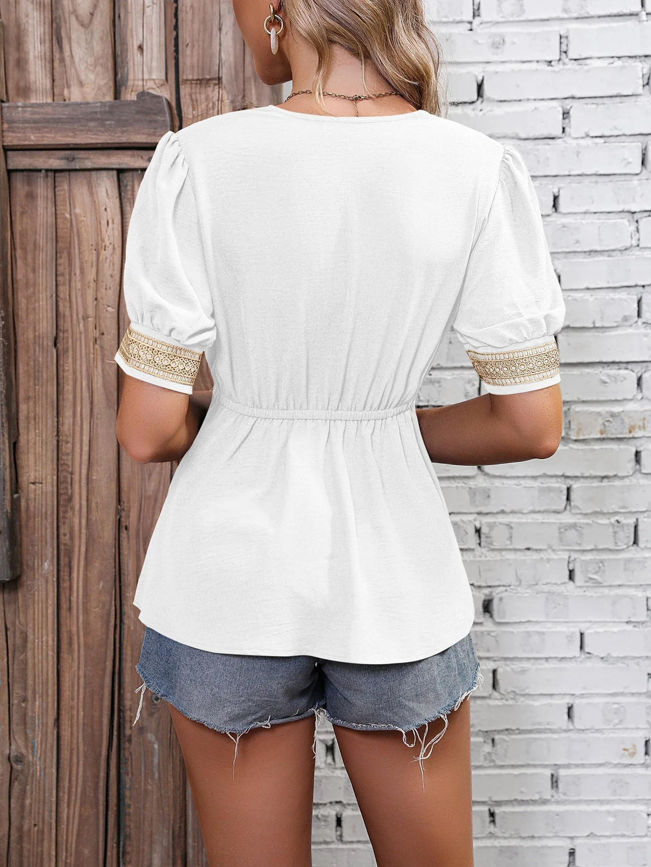 Ivy Lane Contrast V-Neck Babydoll Top - Image 6