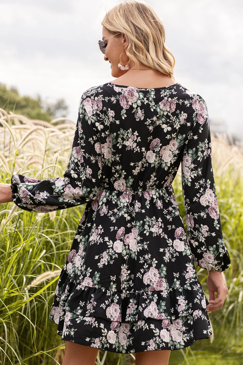 Ivy Lane Floral Lace Trim Long Sleeve Dress - Image 2