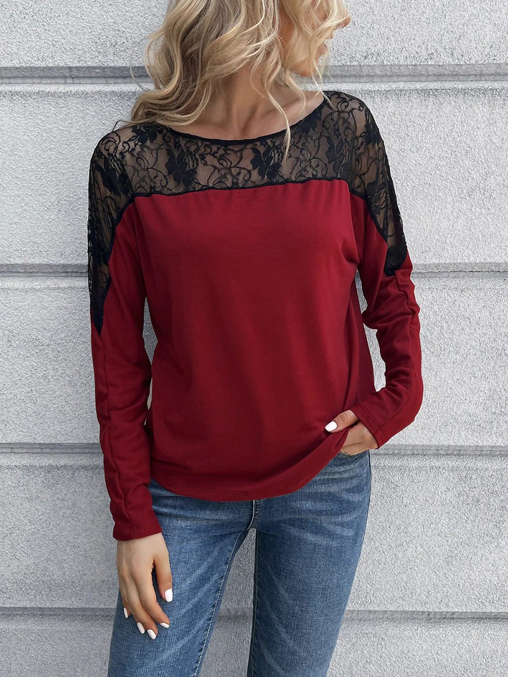 Ivy Lane Lace Long Sleeve Round Neck Tee - Image 11