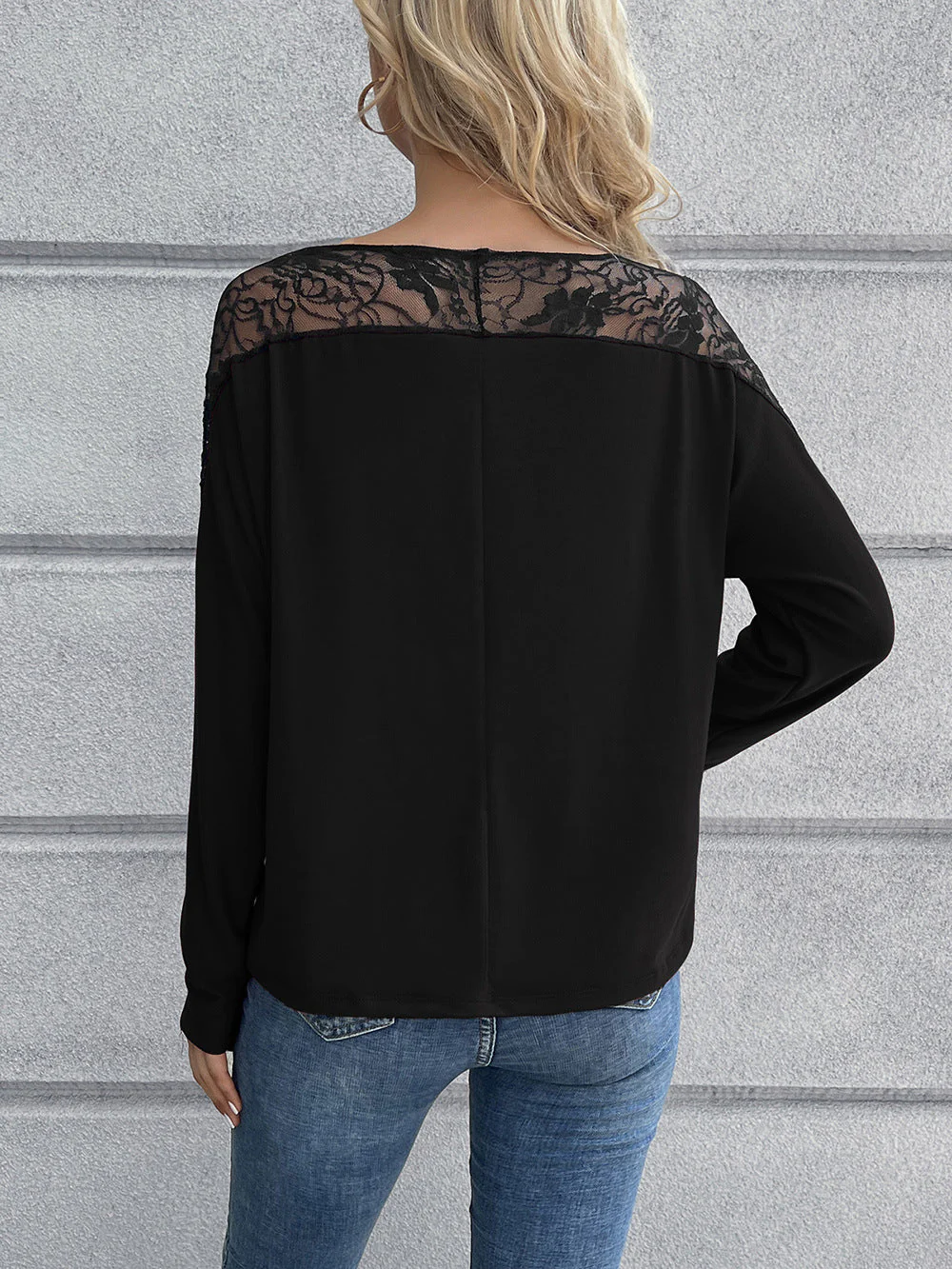 Ivy Lane Lace Long Sleeve Round Neck Tee - Image 8