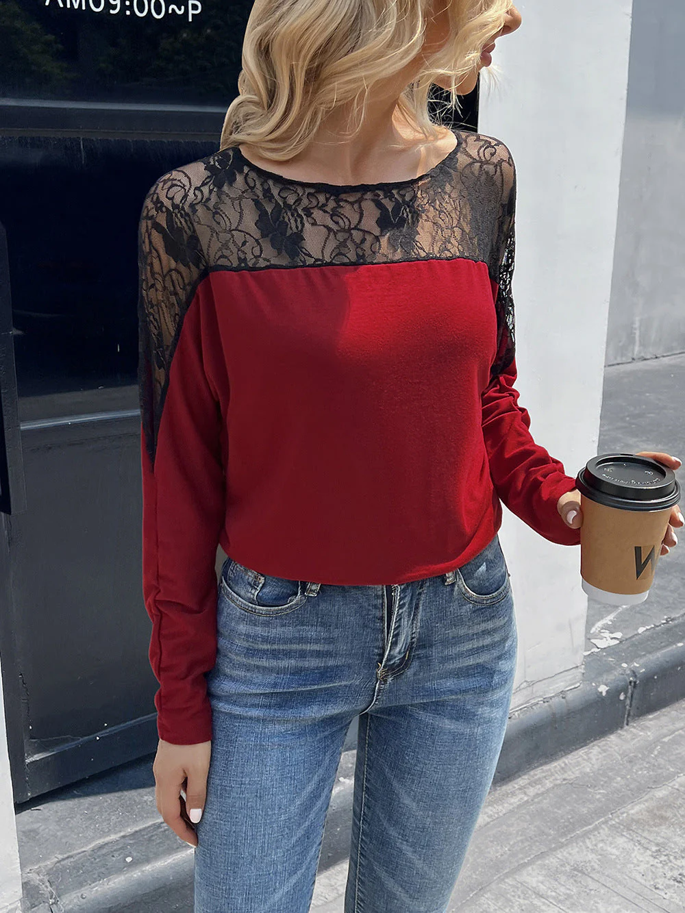 Ivy Lane Lace Long Sleeve Round Neck Tee - Image 9