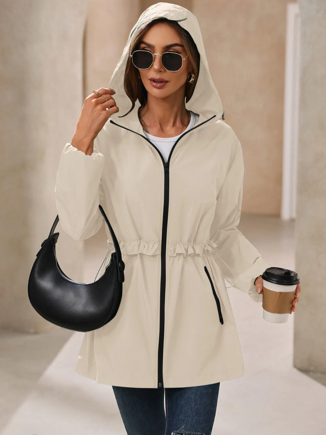 Ivy Lane Outdoor Waterproof Long Sleeve Hooded Windbreaker - Image 12