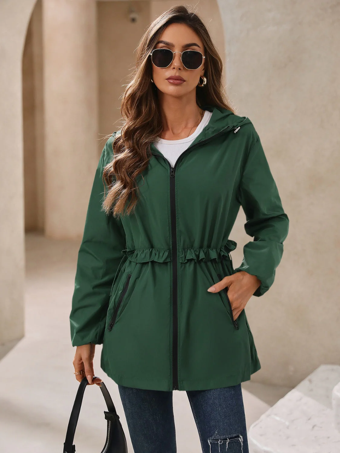 Ivy Lane Outdoor Waterproof Long Sleeve Hooded Windbreaker - Image 13