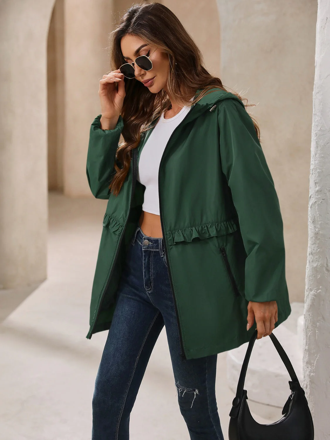Ivy Lane Outdoor Waterproof Long Sleeve Hooded Windbreaker - Image 16