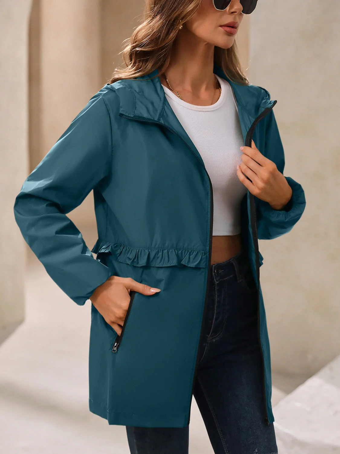 Ivy Lane Outdoor Waterproof Long Sleeve Hooded Windbreaker - Image 19