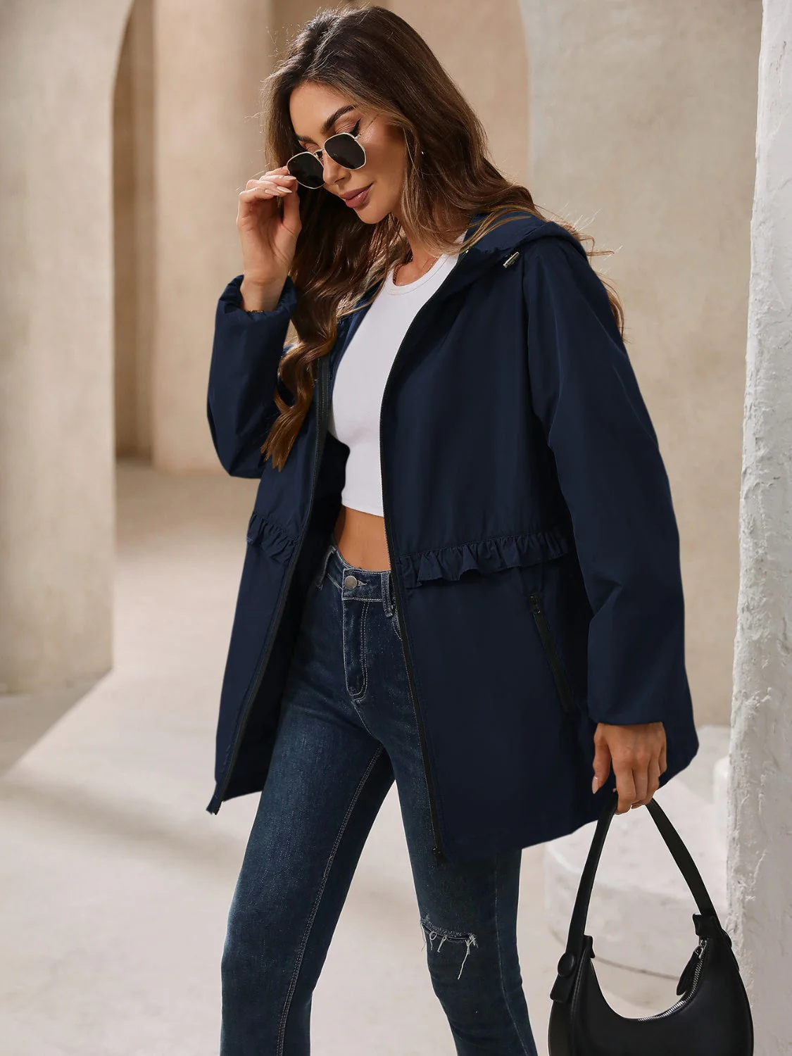 Ivy Lane Outdoor Waterproof Long Sleeve Hooded Windbreaker - Image 2