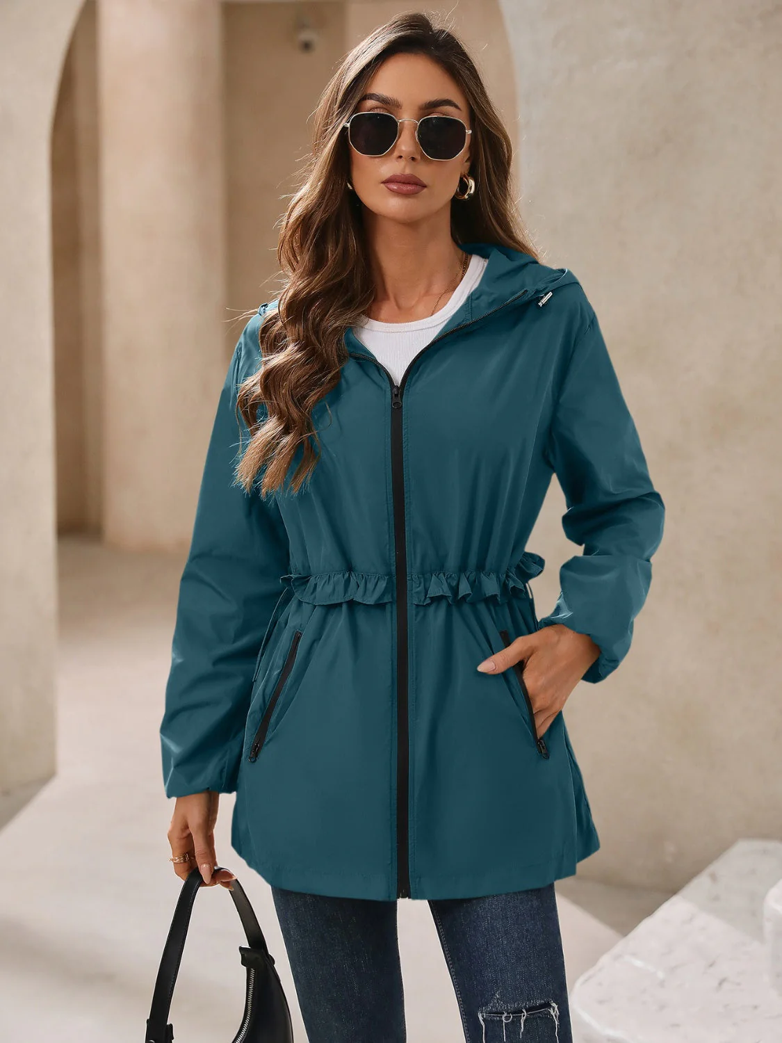 Ivy Lane Outdoor Waterproof Long Sleeve Hooded Windbreaker - Image 22