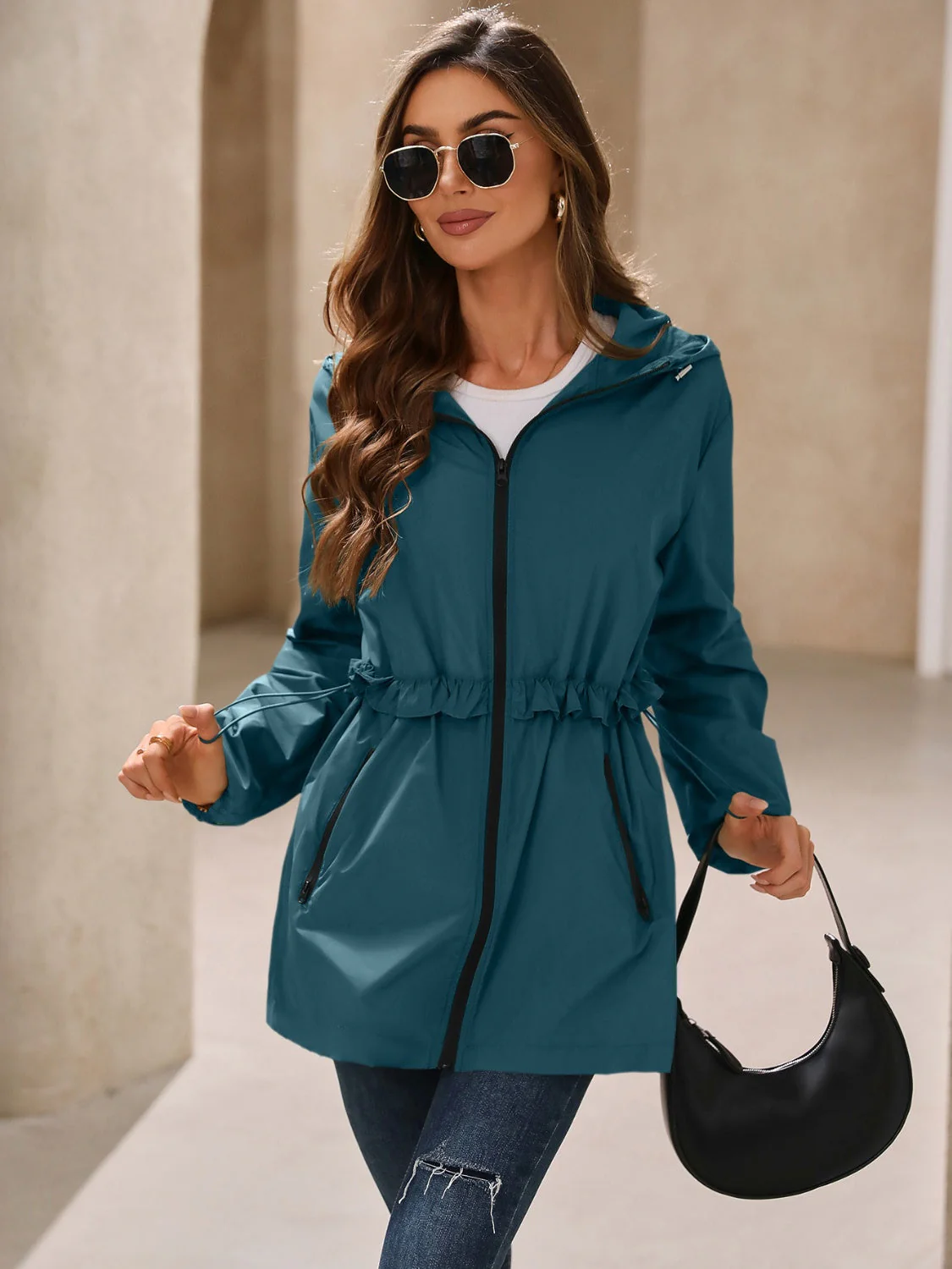 Ivy Lane Outdoor Waterproof Long Sleeve Hooded Windbreaker - Image 23