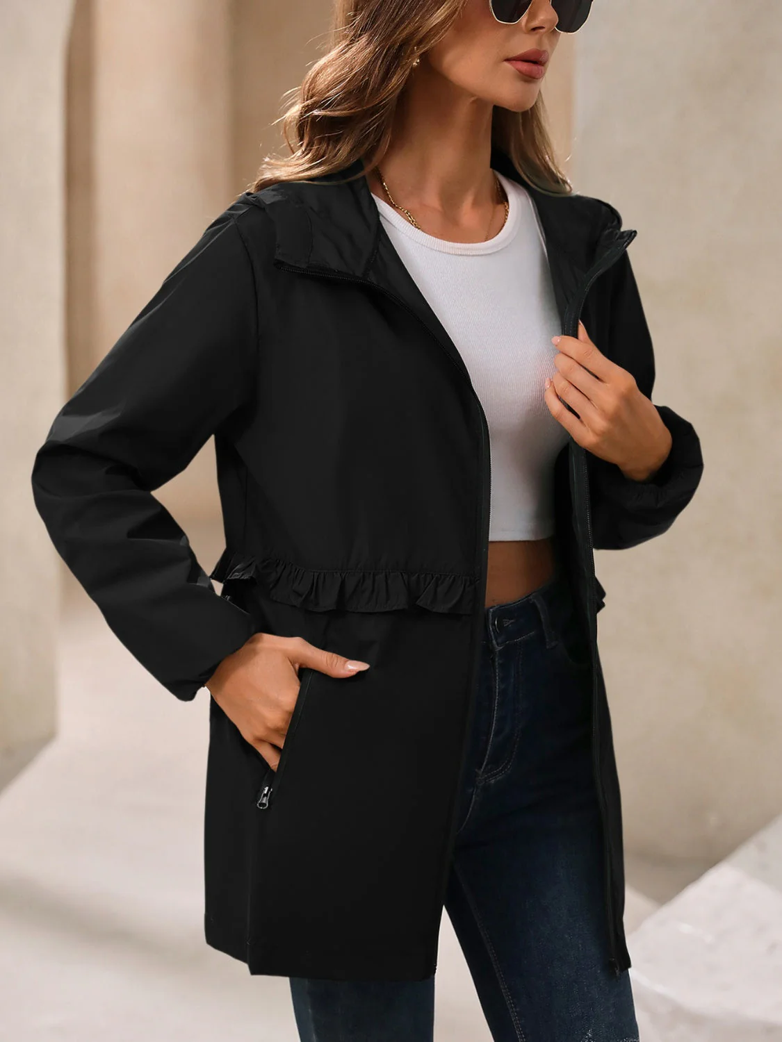 Ivy Lane Outdoor Waterproof Long Sleeve Hooded Windbreaker - Image 25