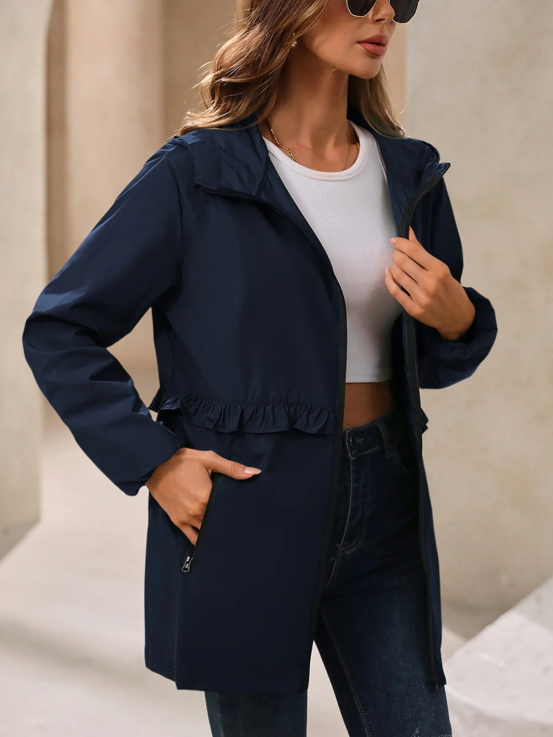 Ivy Lane Outdoor Waterproof Long Sleeve Hooded Windbreaker - Image 3