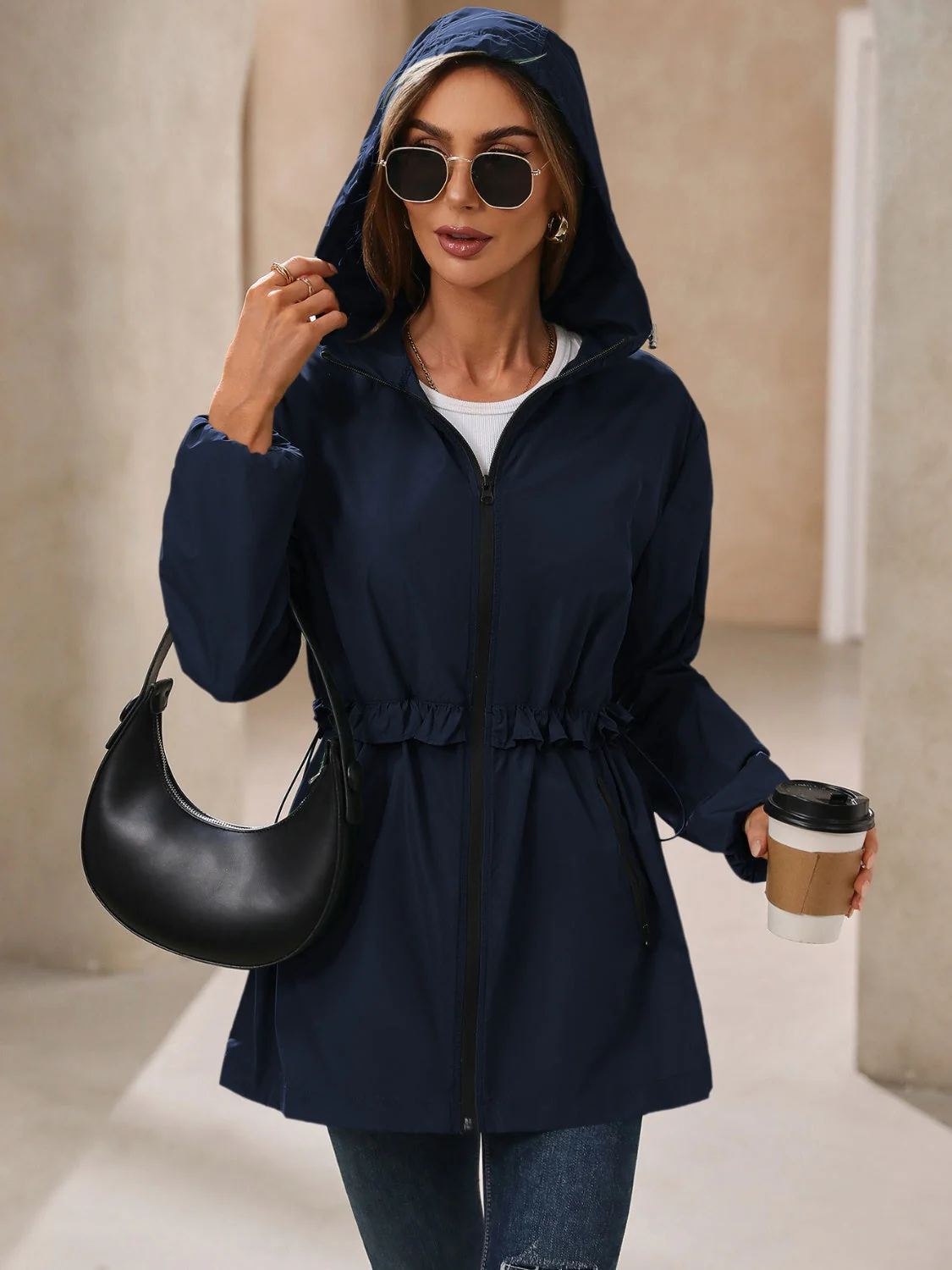 Ivy Lane Outdoor Waterproof Long Sleeve Hooded Windbreaker - Image 6