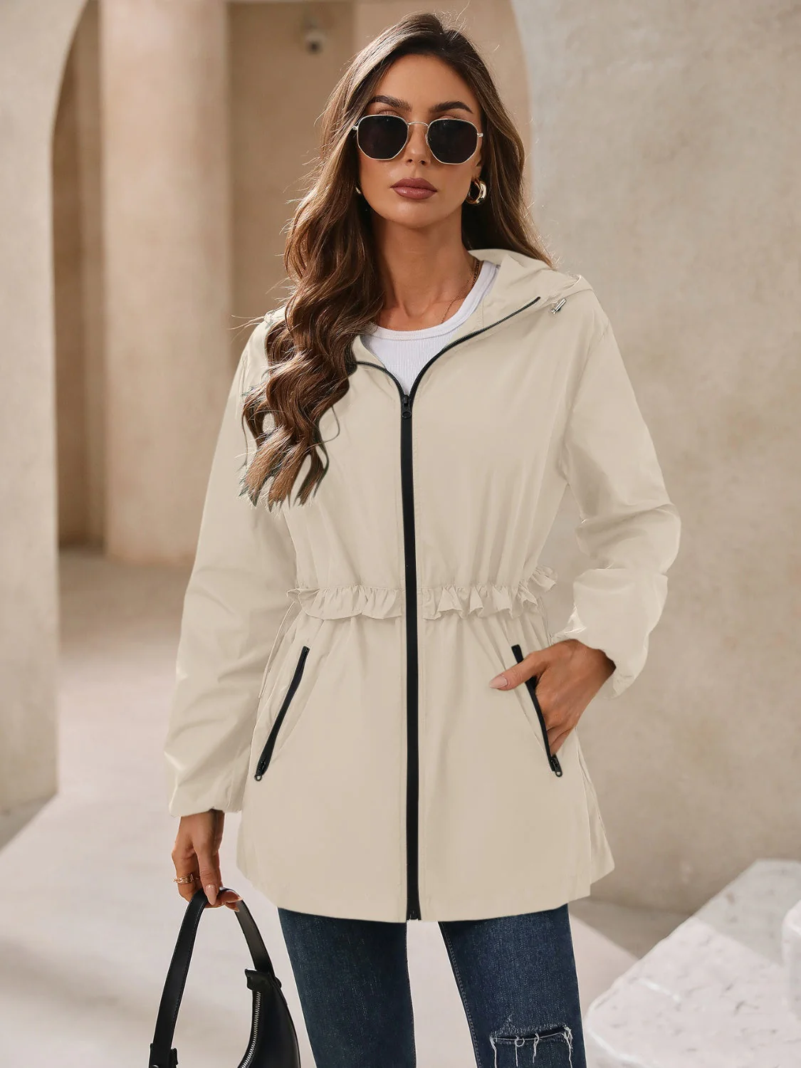 Ivy Lane Outdoor Waterproof Long Sleeve Hooded Windbreaker - Image 8