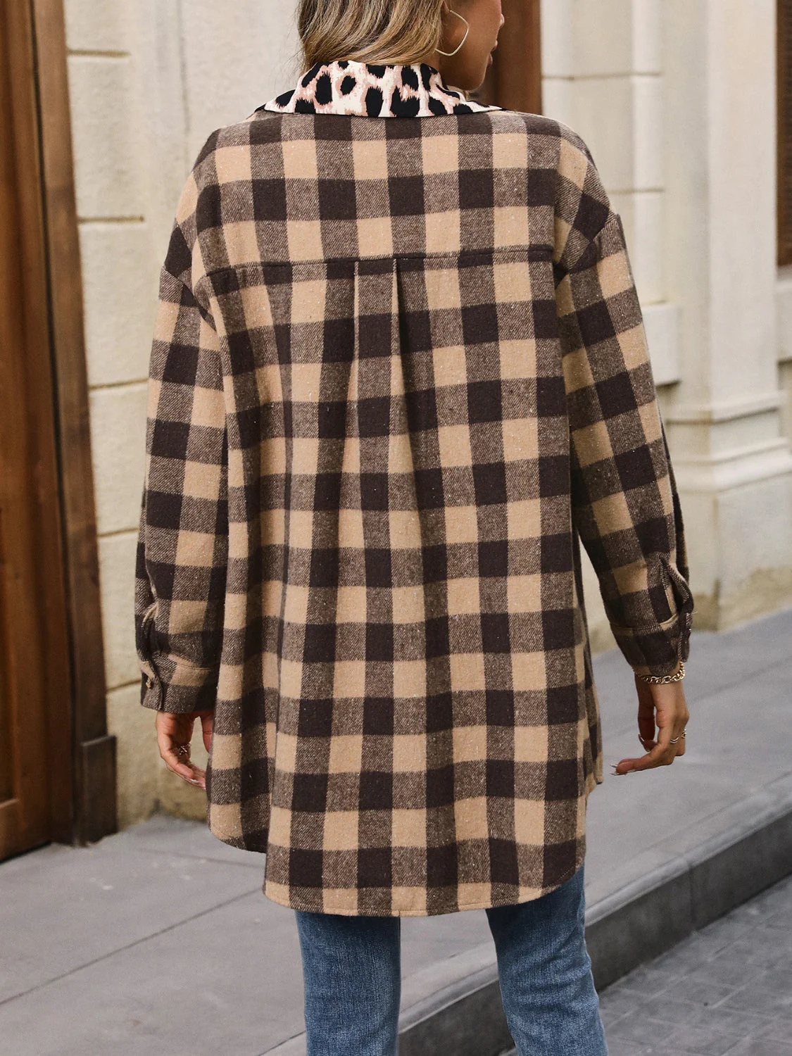 Ivy Lane Plaid Button Up Dropped Shoulder Jacket - Image 3