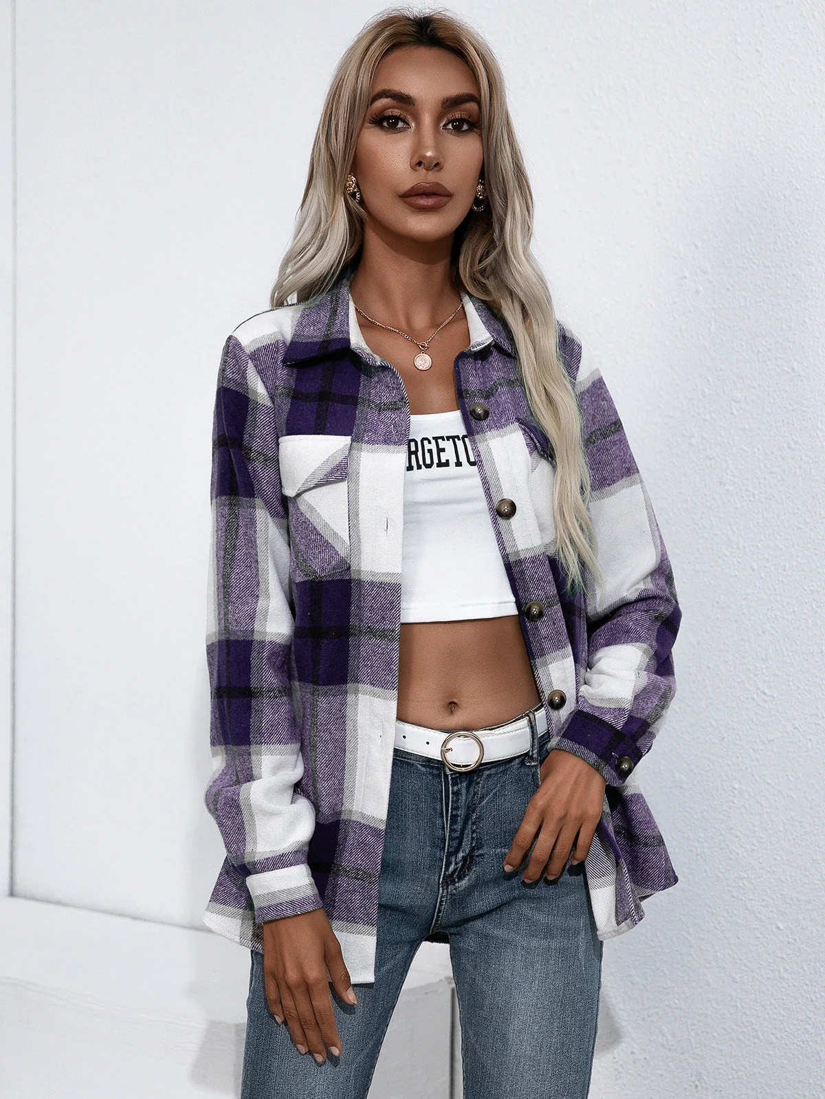Ivy Lane Plaid Button Up Flannel Shirt - Image 13