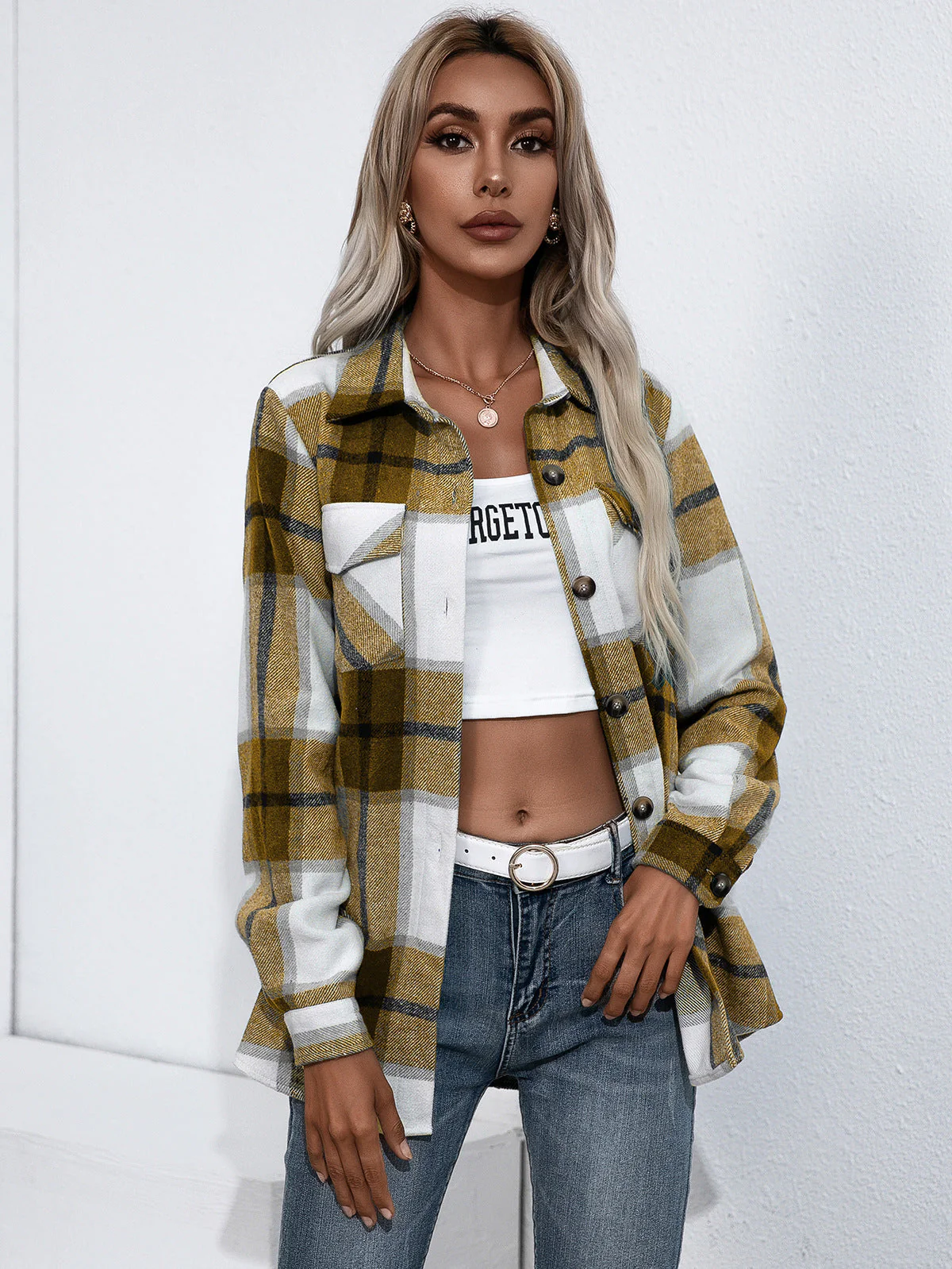 Ivy Lane Plaid Button Up Flannel Shirt - Image 3