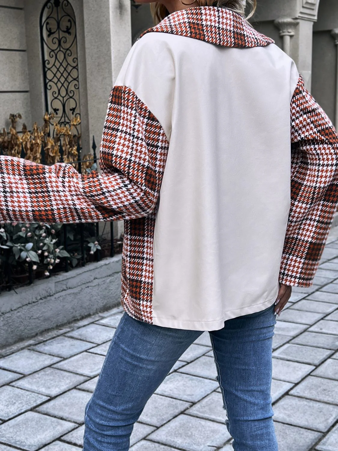 Ivy Lane Plaid Collared Neck Drop Shoulder Jacket - Image 2