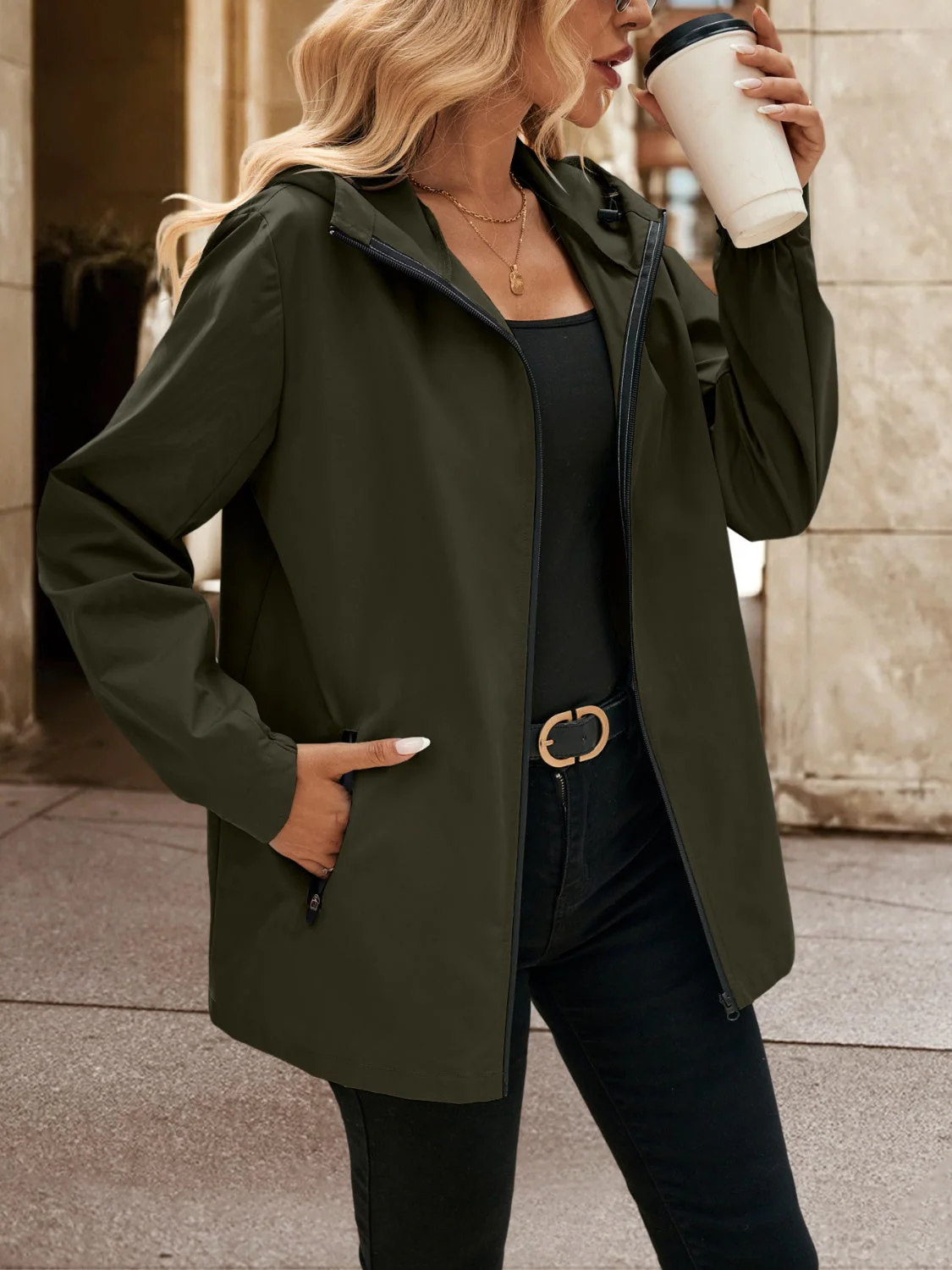 Ivy Lane Pocketed Zip Up Hooded Jacket - Image 15