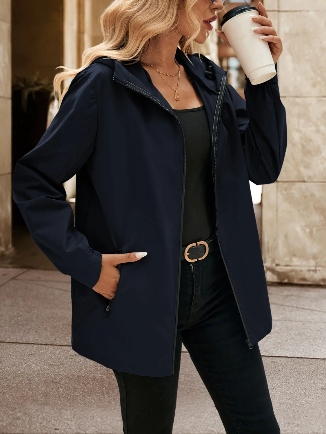 Ivy Lane Pocketed Zip Up Hooded Jacket - Image 9