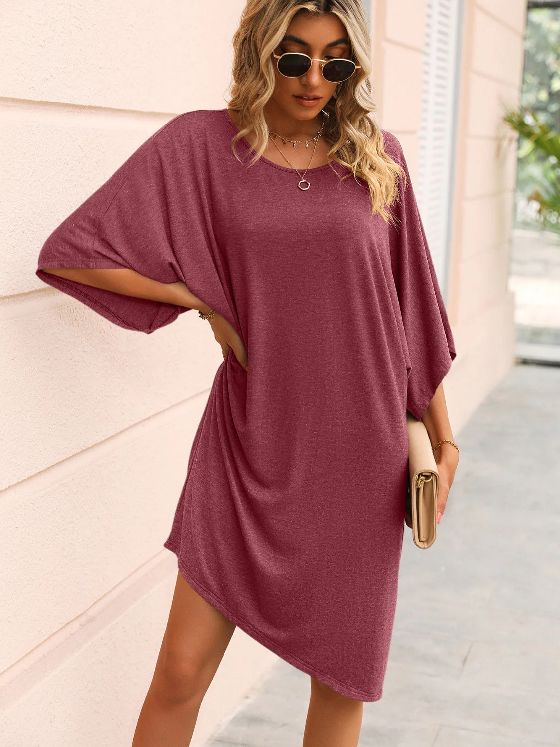 Ivy Lane Round Neck Three-Quarter Sleeve Tee Dress - Image 11