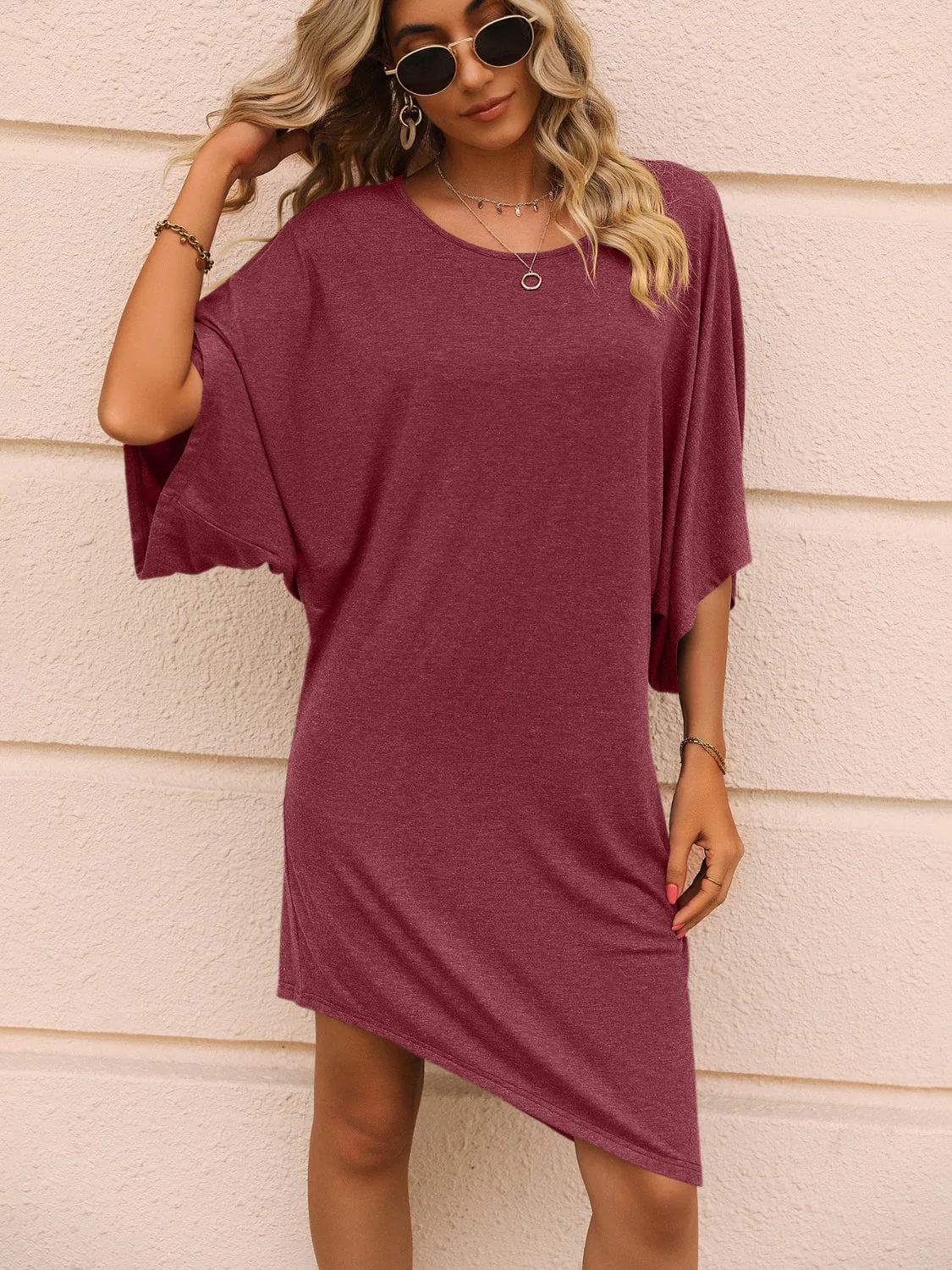 Ivy Lane Round Neck Three-Quarter Sleeve Tee Dress - Image 13