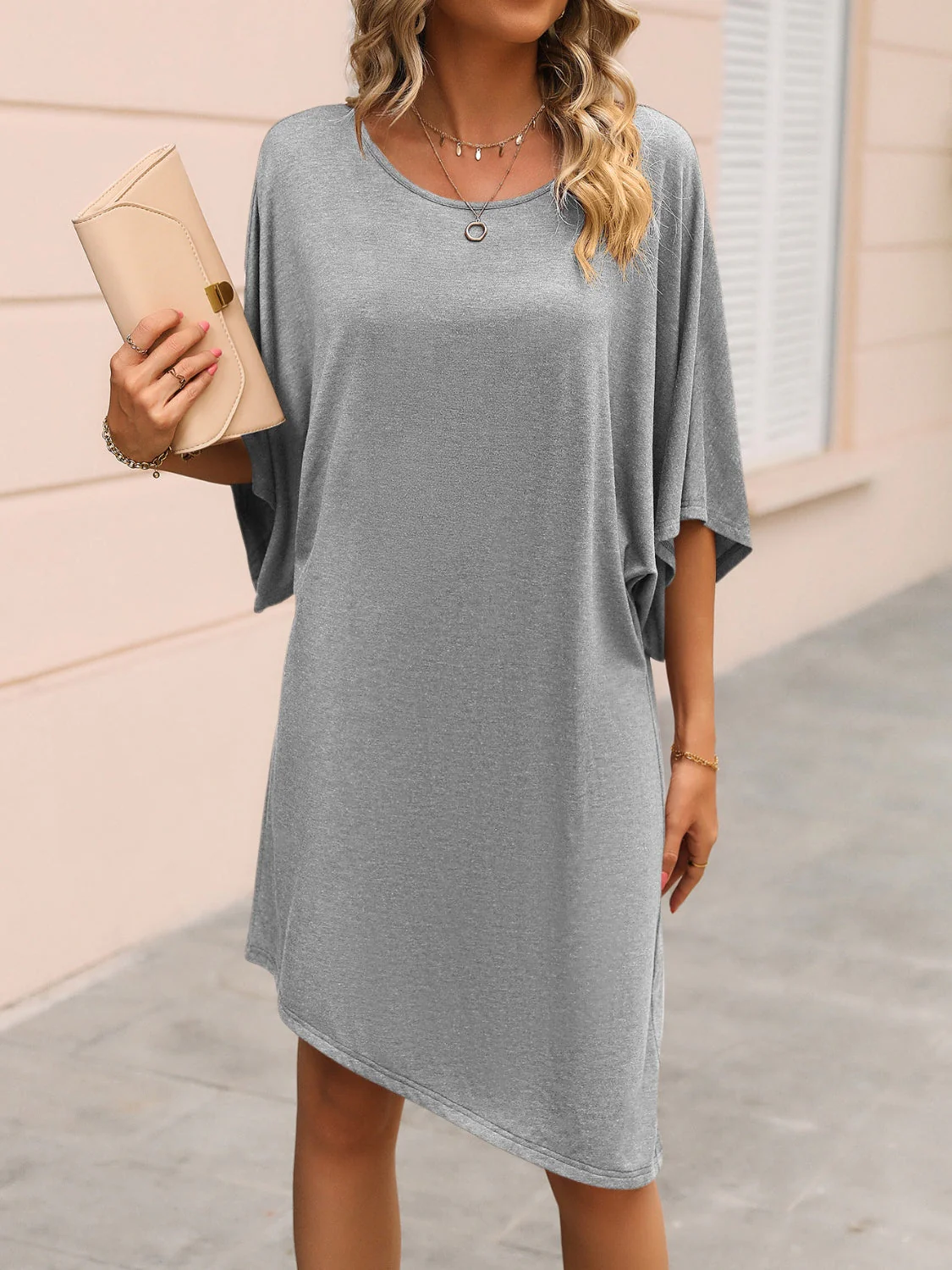 Ivy Lane Round Neck Three-Quarter Sleeve Tee Dress - Image 3