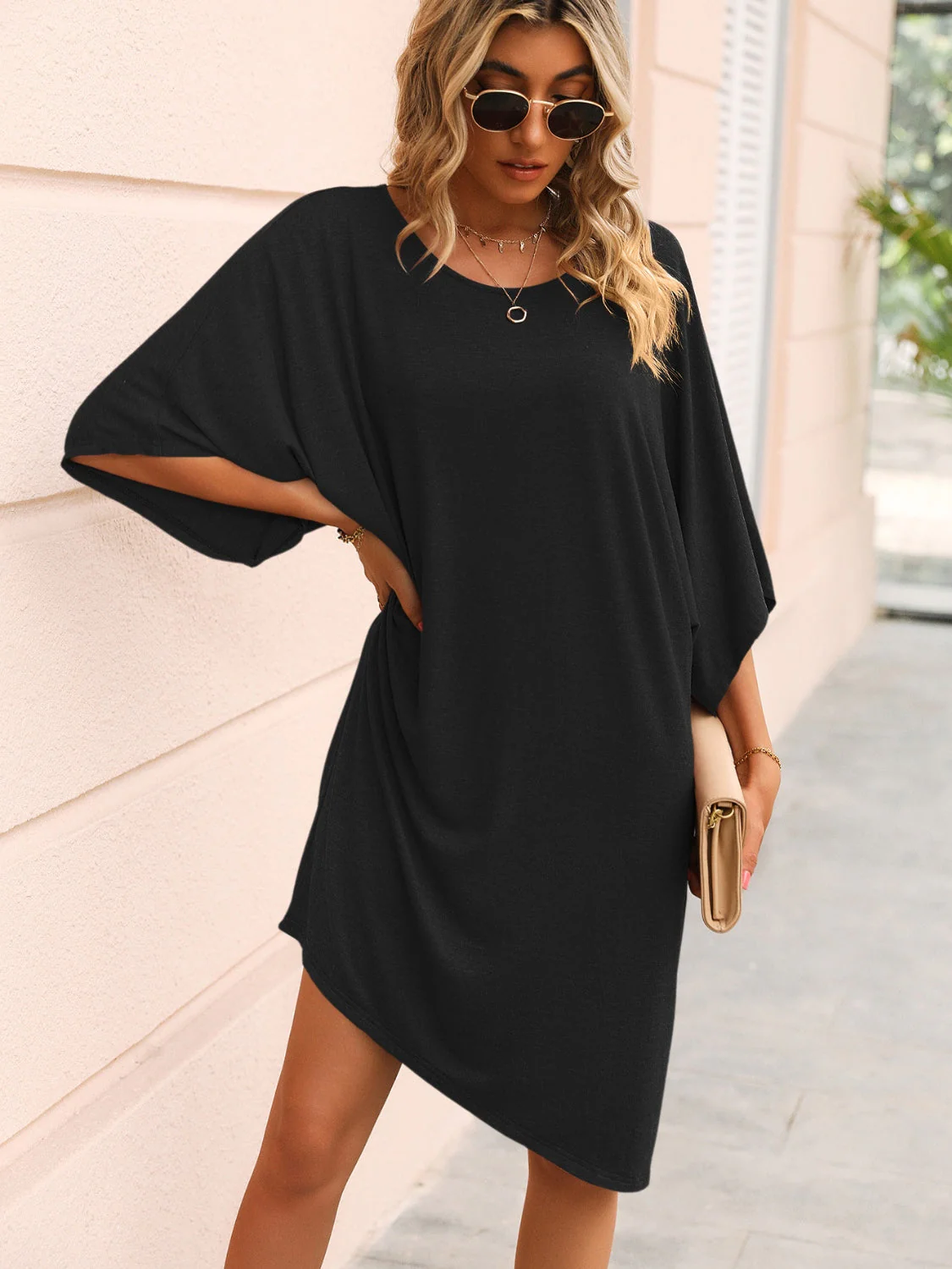 Ivy Lane Round Neck Three-Quarter Sleeve Tee Dress - Image 6