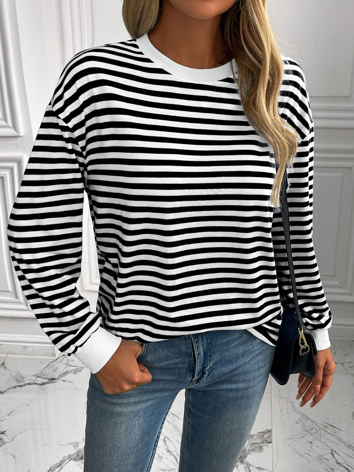 Ivy Lane Striped Round Neck Long Sleeve Sweatshirt - Image 11