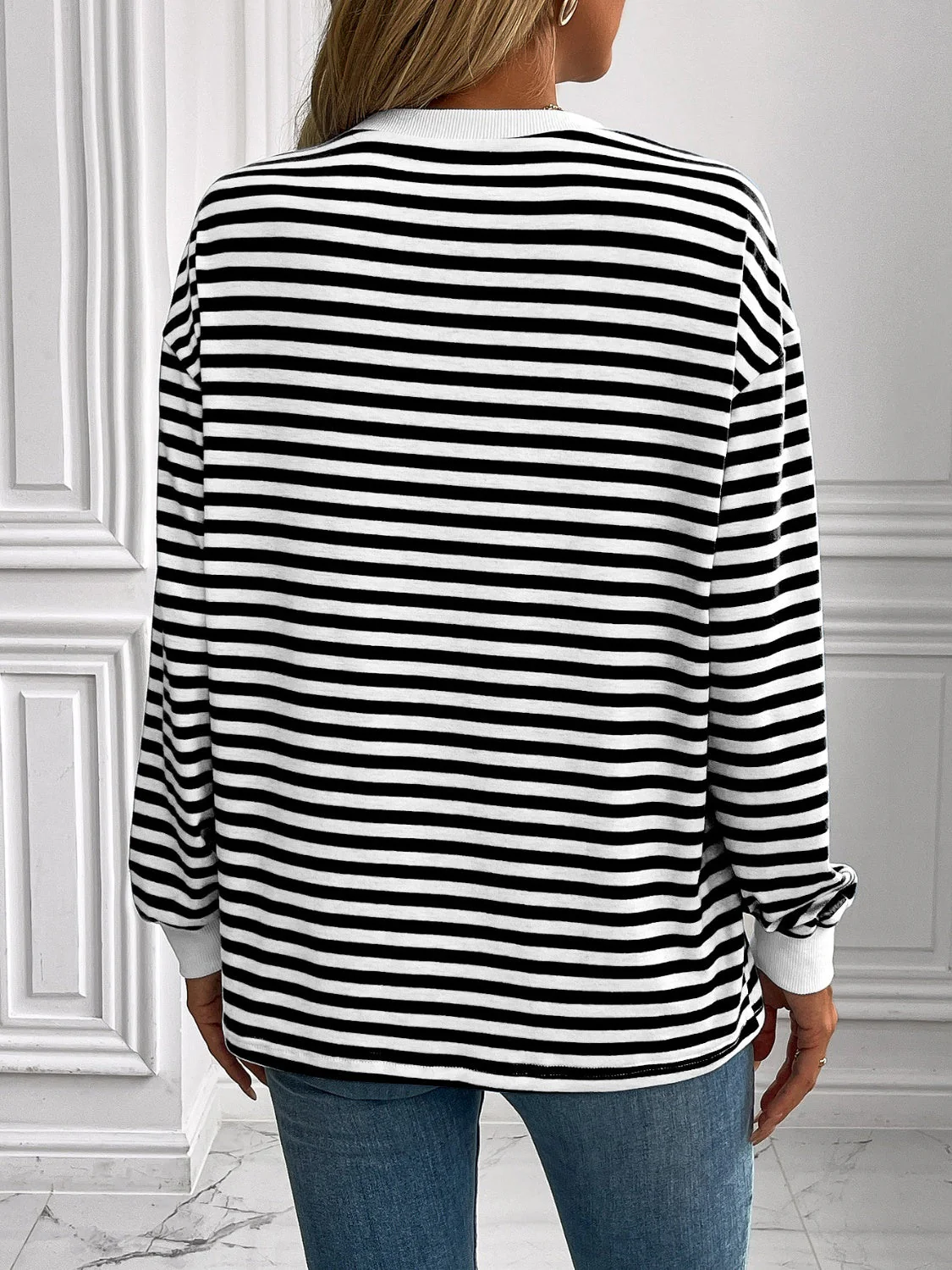 Ivy Lane Striped Round Neck Long Sleeve Sweatshirt - Image 12