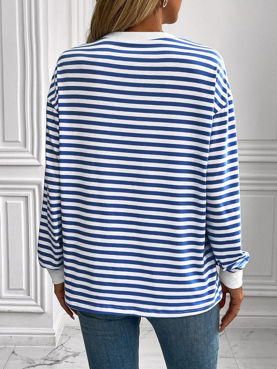 Ivy Lane Striped Round Neck Long Sleeve Sweatshirt - Image 17