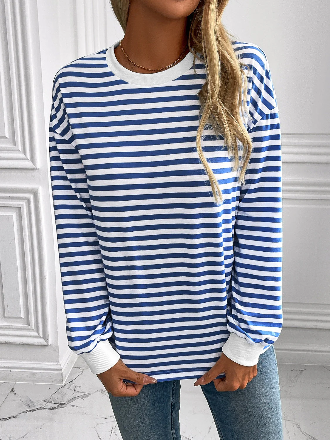 Ivy Lane Striped Round Neck Long Sleeve Sweatshirt - Image 18