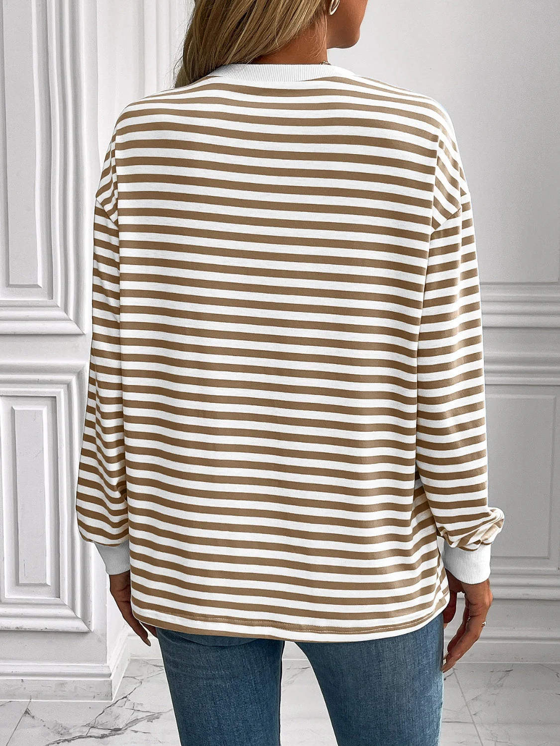 Ivy Lane Striped Round Neck Long Sleeve Sweatshirt - Image 2