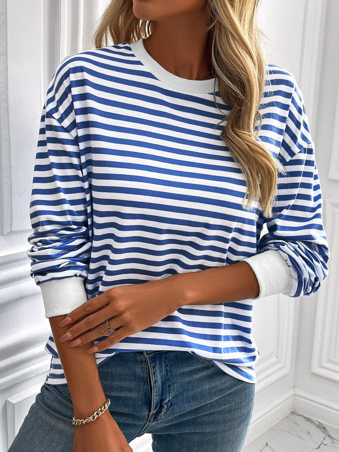 Ivy Lane Striped Round Neck Long Sleeve Sweatshirt - Image 20