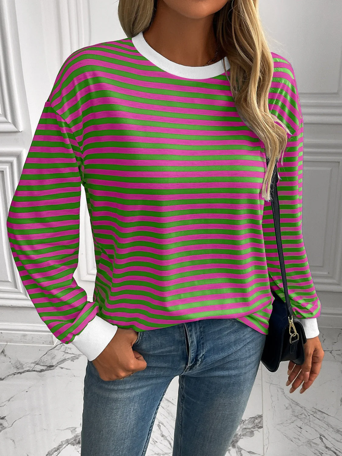 Ivy Lane Striped Round Neck Long Sleeve Sweatshirt - Image 21