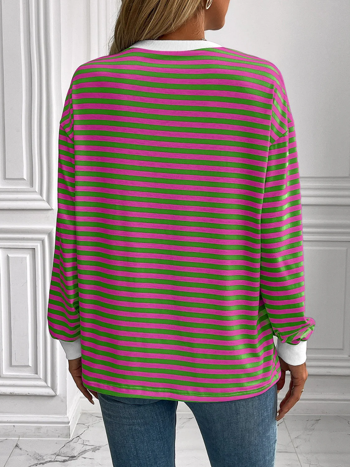 Ivy Lane Striped Round Neck Long Sleeve Sweatshirt - Image 23