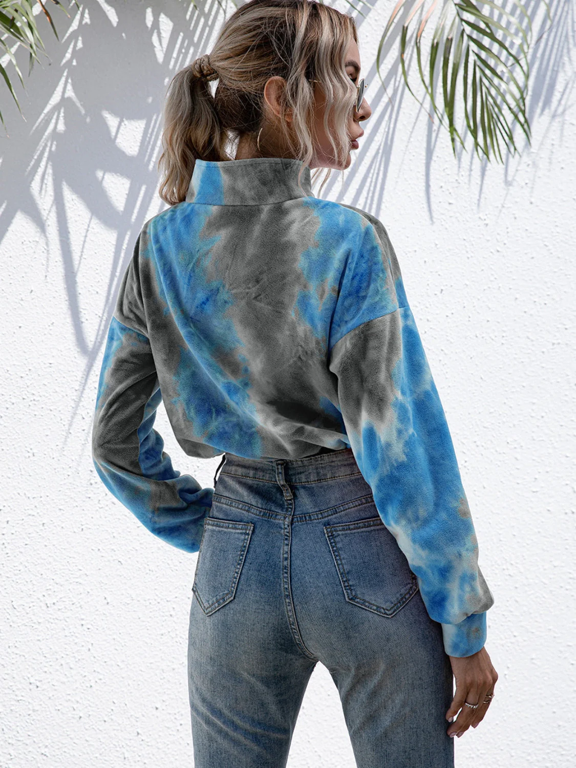 Ivy Lane Tie-Dye Quarter Zip Dropped Shoulder Sweatshirt - Image 13
