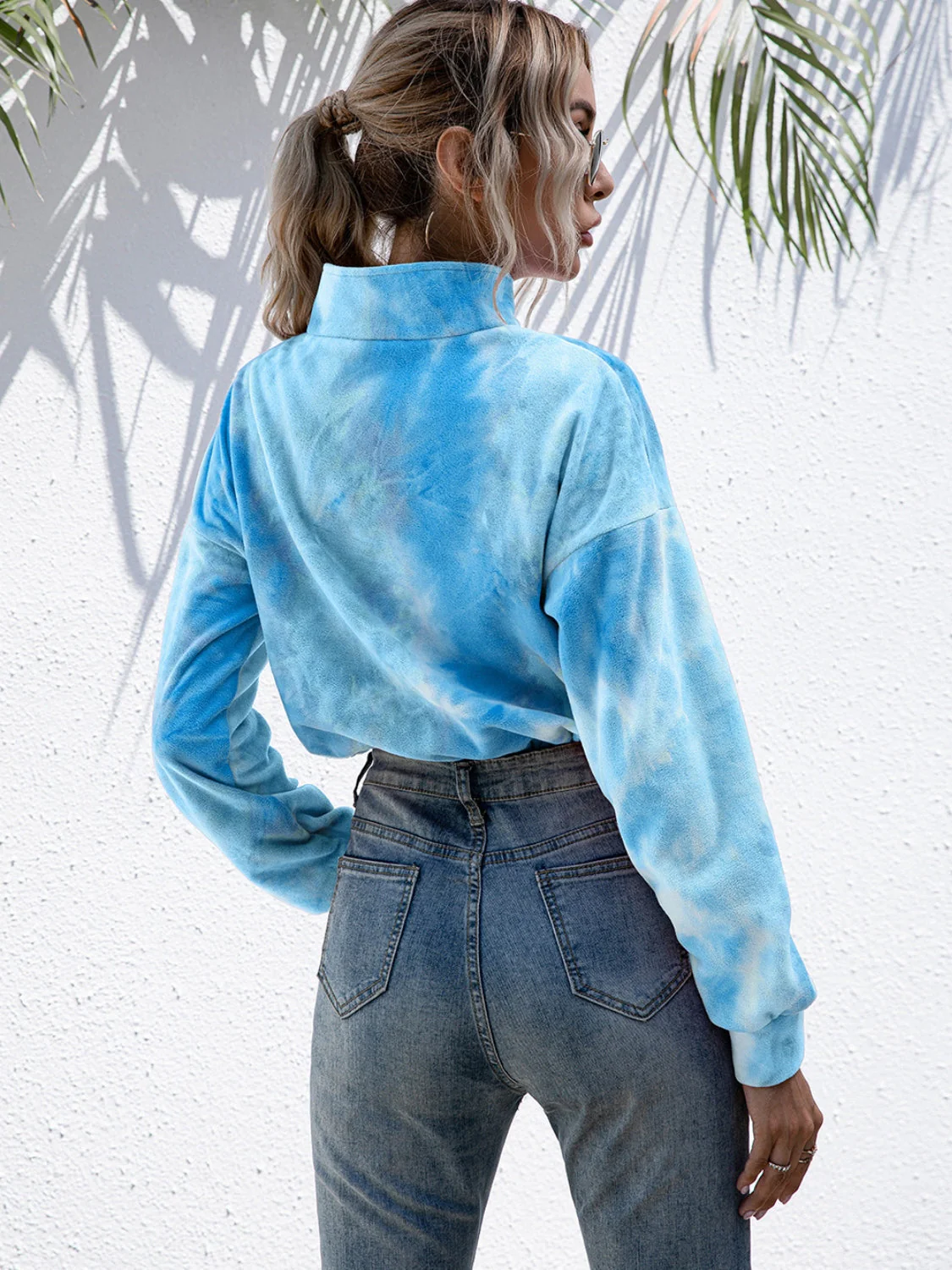 Ivy Lane Tie-Dye Quarter Zip Dropped Shoulder Sweatshirt - Image 2