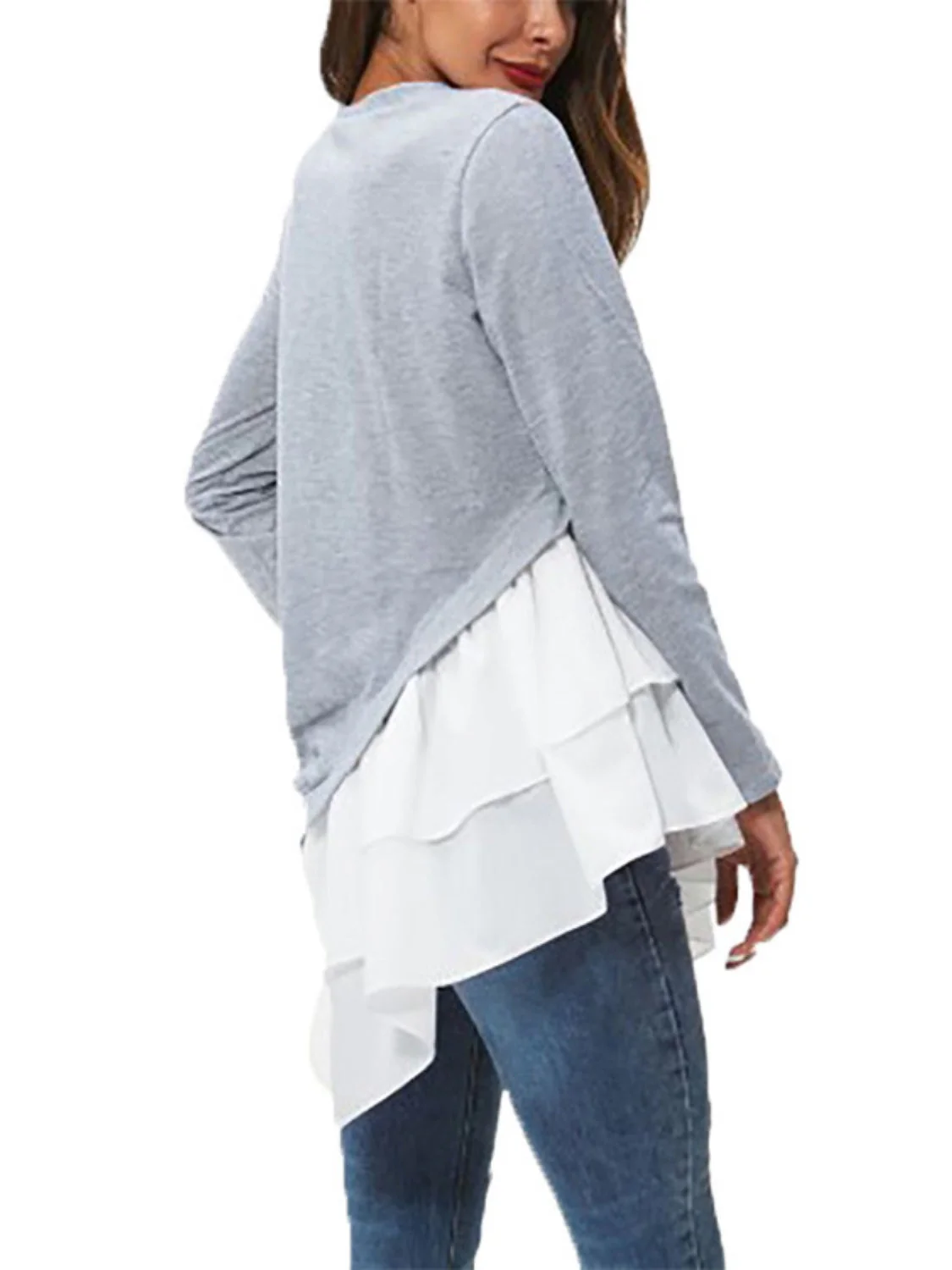 Ivy Lane Tiered Contrast Round Neck Long Sleeve T-Shirt - Image 5
