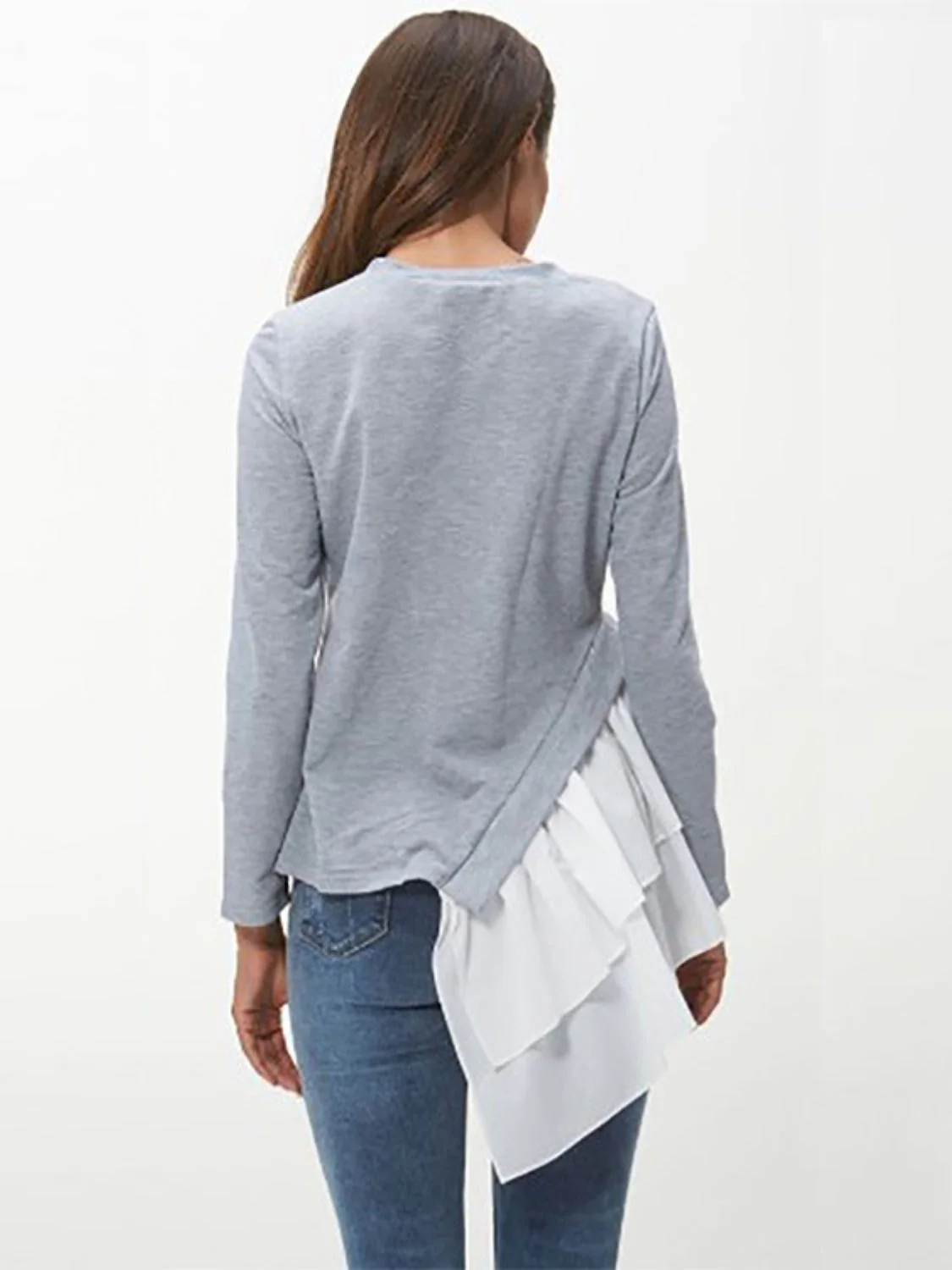 Ivy Lane Tiered Contrast Round Neck Long Sleeve T-Shirt - Image 6